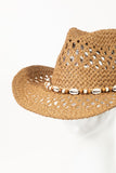 Fame Cowrie Shell Beaded String Straw Hat - DezyMart™
