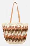 Fame Straw Braided Striped Tote Bag - DezyMart™