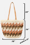 Fame Straw Braided Striped Tote Bag - DezyMart™