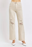 Judy Blue Full Size High Waist Distressed Wide Leg Jeans - DezyMart™