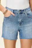 Judy Blue Full Size High Waist Rhinestone Decor Denim Shorts - DezyMart™