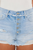 Kancan Distressed Button Fly Denim Shorts - DezyMart™
