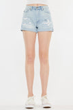 Kancan High Rise Repaired Mom Denim Shorts - DezyMart™