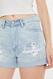 Kancan High Rise Repaired Mom Denim Shorts - DezyMart™