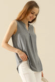 Ninexis Full Size Notched Sleeveless Top - DezyMart™