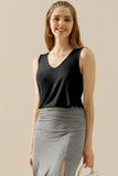 Ninexis Full Size V-Neck Curved Hem Tank - DezyMart™