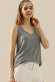 Ninexis Full Size V-Neck Curved Hem Tank - DezyMart™