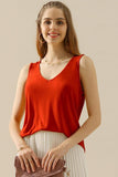 Ninexis Full Size V-Neck Curved Hem Tank - DezyMart™