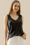 Ninexis Full Size V-Neck Curved Hem Tank - DezyMart™