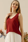 Ninexis Full Size V-Neck Curved Hem Tank - DezyMart™