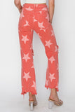 RISEN Full Size Distressed Raw Hem Star Pattern Jeans - DezyMart™