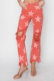 RISEN Full Size Distressed Raw Hem Star Pattern Jeans - DezyMart™