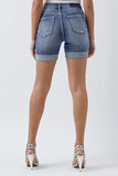 RISEN Full Size Distressed Rolled Denim Shorts with Pockets - DezyMart™