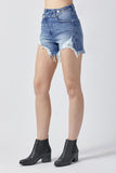 RISEN Raw Hem Asymmetrical Waist Denim Shorts - DezyMart™