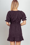 VERY J Floral Textured Woven Ruffled Mini Dress - DezyMart™