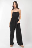 VERY J Pintuck Detail Woven Sleeveless Jumpsuit - DezyMart™