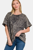 Zenana Rolled Round Neck Short Sleeve T-Shirt - DezyMart™