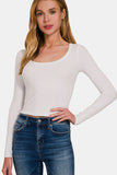 Zenana Scoop Neck Long Sleeve T-Shirt - DezyMart™