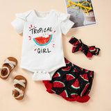Baby Girl Graphic Ruffle Shoulder Bodysuit and Bloomer Set