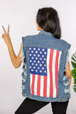BiBi Hometown USA Flag Graphic Cutoff Denim Jacket - DezyMart™