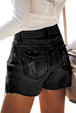Button Fly Black Denim Shorts - DezyMart™