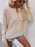Buttoned Exposed Seam High-Low Sweater - DezyMart™