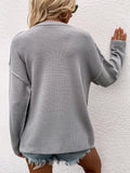 Buttoned Exposed Seam High-Low Sweater - DezyMart™