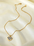 Checkerboard Heart Pendant Chain Necklace - DezyMart™