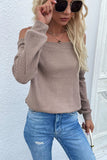 Cold Shoulder Rib-Knit Sweater - DezyMart™
