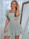 Cutout Ruffle Hem Mini Dress - DezyMart™