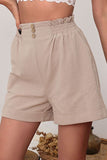 Decorative Button Cuffed Paperbag Shorts - DezyMart™
