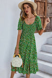Ditsy Floral Side Slit Flounce Sleeve Dress - DezyMart™