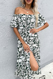Floral Slit Off-Shoulder Midi Dress - DezyMart™