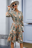 Floral Smocked Decorative Button Midi Dress - DezyMart™