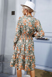 Floral Smocked Decorative Button Midi Dress - DezyMart™