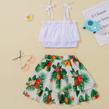 Girls Layered Cami and Pineapple Print Skirt Set - DezyMart™