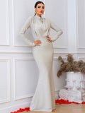 Glitter Mock Neck Fishtail Dress - DezyMart™