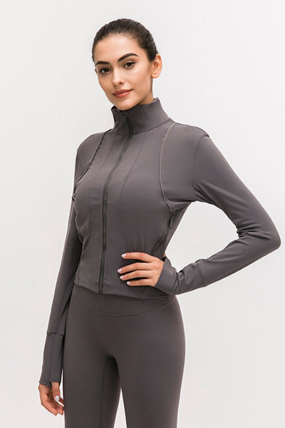 Women's TSS Active: Awesome Anthra Grey Melange Textured Activewear Jacket