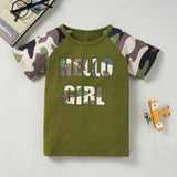 Kids HELLO GIRL Printed Raglan Sleeve Tee and Shorts Set - DezyMart™