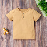 Kids Quarter Button T-Shirt and Drawstring Waist Shorts Set - DezyMart™