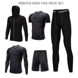 Men's 5-piece sports tracksuit/set, gym clothes, Fitness, Compression, running clothes, Jogging, exercise clothes, workout tights - DezyMart™