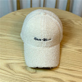 New Lamb Wool Baseball Cap Letter Embroidery Women Sun Hat Lady Girls Outdoor Warm Winter Spring Plush Caps - DezyMart™