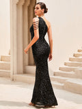 Sequin One-Shoulder Cutout Dress - DezyMart™