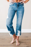 Special A Cropped Mid Rise Distressed Straight Jeans - DezyMart™