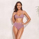 Striped Adjustable Strap Bikini Set - DezyMart™