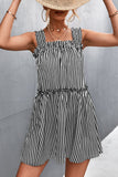 Striped Frill Trim Square Neck Dress - DezyMart™