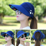 Summer Hats For Women Foldable Sun Hat Pearl Flower Visor Suncreen Floppy Cap Female Outdoor Casual Baseball Cap - DezyMart™