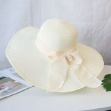 Summer Women Straw Hat Bowknot Wide Brim Floppy Panama Hats Female Lady Outdoor Foldable Beach Sun Cap - DezyMart™