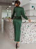 Surplice Bubble Sleeve Midi Dress - DezyMart™