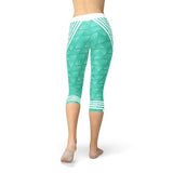 Turquoise Sports Capri Leggings - DezyMart™